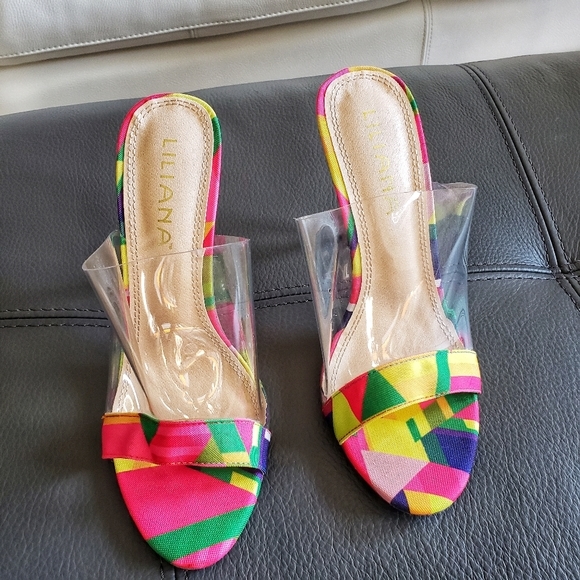Bright PVC Block Heel Mules